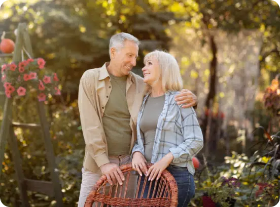Healthy middle-aged couple after clinical trial treatment