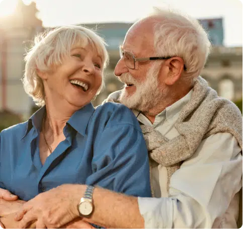 Happy elderly couple after clinical trial therapy